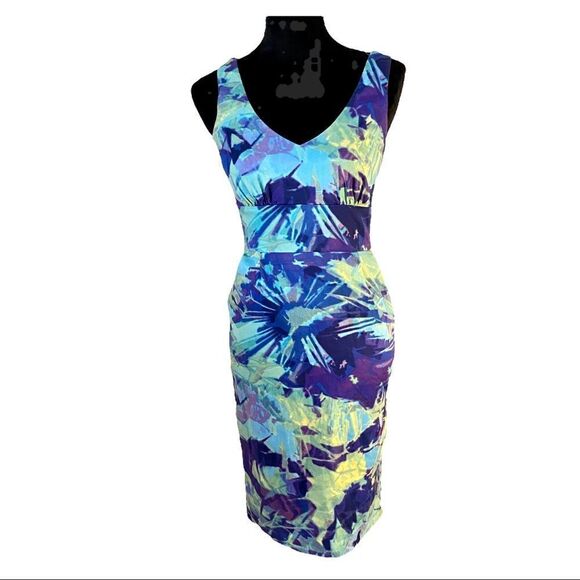Gorgeous Tye Dyed Dual V Sheath Dress Sz 8 - Picture 1 of 6